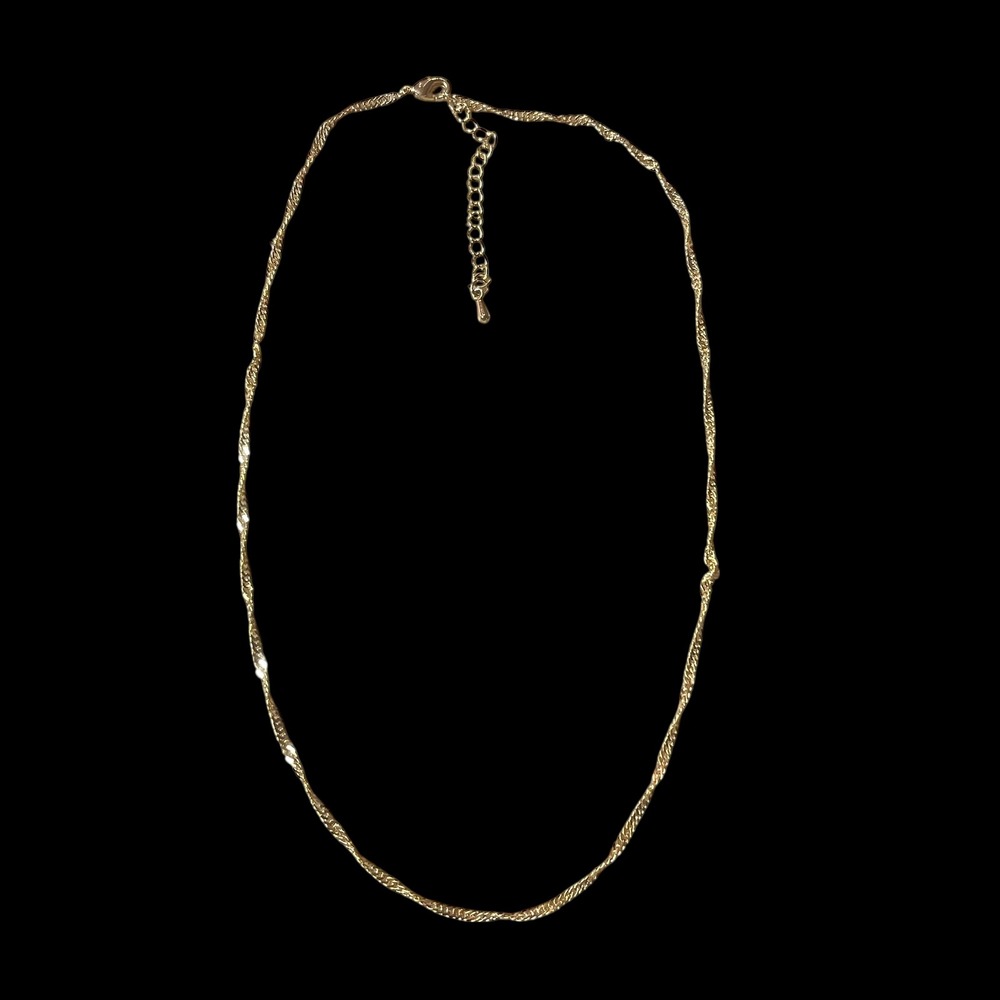 14 K Gold Plated Twist Chain Necklace Dainty Layering Adjustable Clasp 18" - Picture 2 of 6